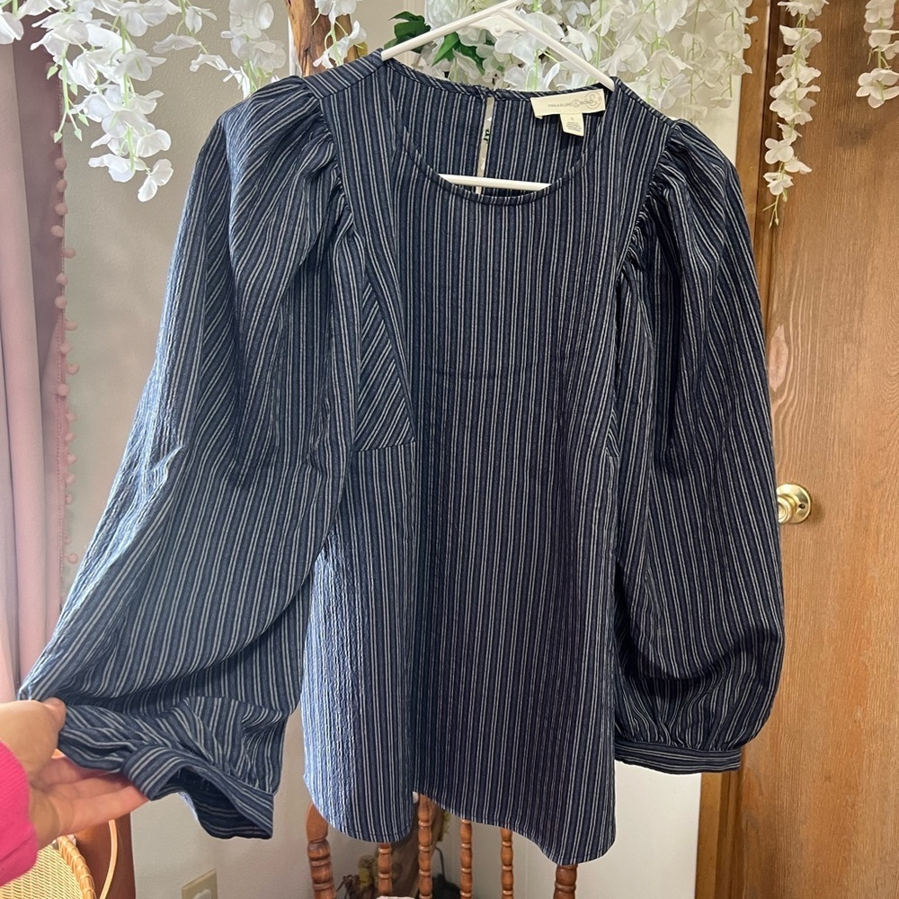 Treasure & Bond Striped Navy Blouse
